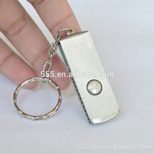 Wholesale metal swivel USB drive, OEM logo USB stick with keychain 1GB 2GB 4GB 8GB 16GB 32GB